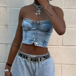 Summer Sexy Slim Short Fashion Denim Vest For Women