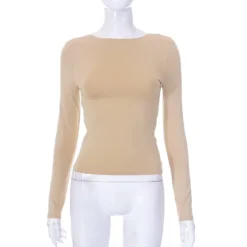 Women's Autumn Solid Color Front And Back Reversible Small T-shirt Tops