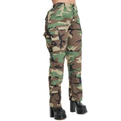Women Casual Camouflage Print High Waist Straight Leg Pants