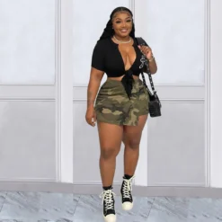 Summer Women's Casual Camo Pocket Shorts