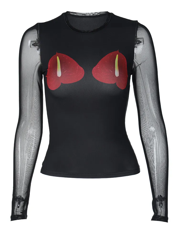 Women Style Print Round Neck Long Sleeve Basic Top - Image 12