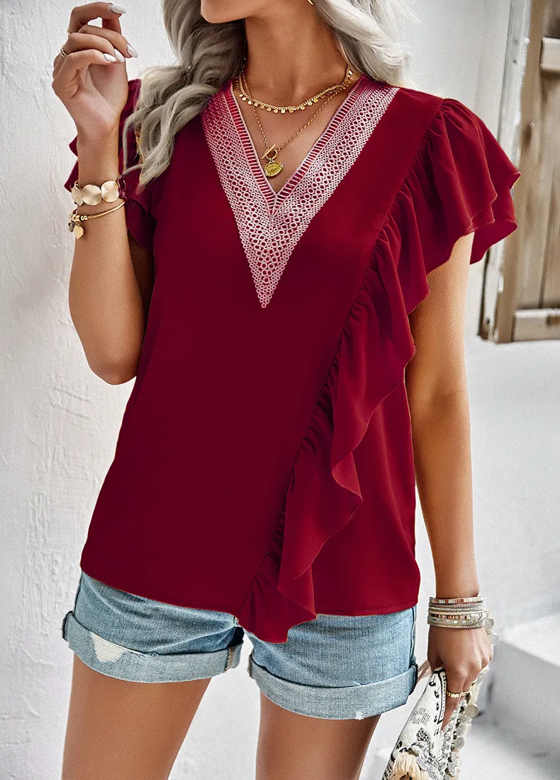 Ladies Short Sleeve Ruffle Top - Image 11