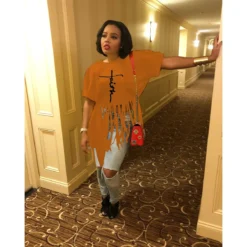 Women Round Neck Short Sleeve Printed Fringe T-Shirt