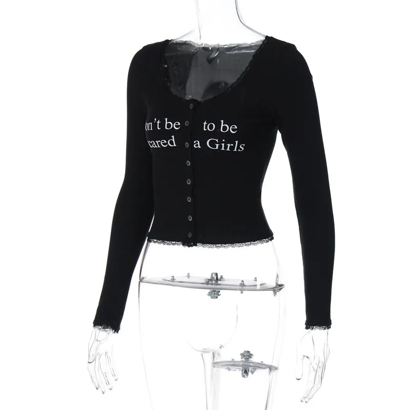 Autumn Fashion Trend U-neck Long-sleeved Knitting Cardigan Buttoned Slim T-shirt Top - Image 14