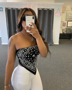 Women Sexy Print Strapless Bandana Top