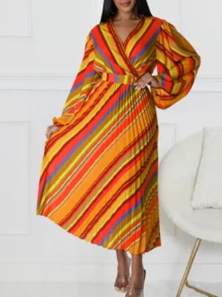 Women Summer Turndown Collar Sexy Print Turndown Collar Dress