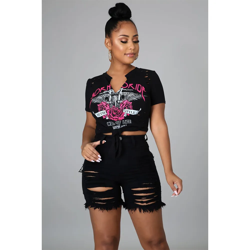 Sexy High Waist Ripped Cut-Out Stretch Denim Shorts - Image 8