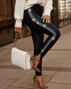 Women'S Beaded Tight Fitting Pants