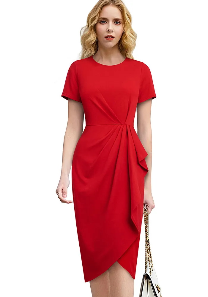 Women'S Boutique Chic Elegant Round Neck Fashion Career Bodycon Dress - Image 5
