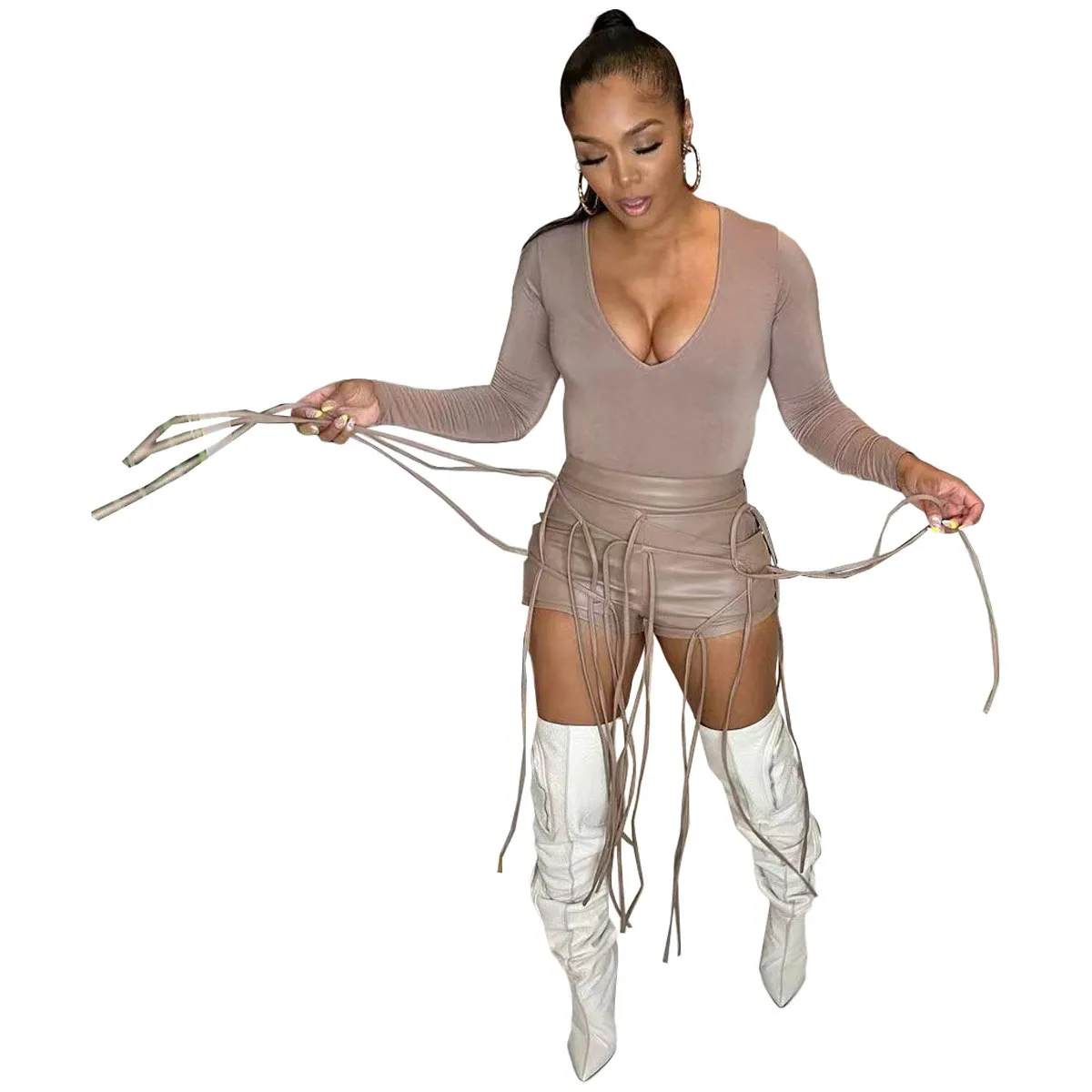 Ladies' Fashion Summer Leather Casual Style Shorts - Image 10