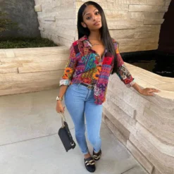 Women'S Fashion Casual Print Long Sleeve Shirt