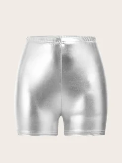 Glossy Pu High Stretch Sexy Shorts