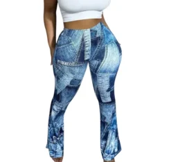 Women's Plaid Street Trend Loose Digital Printing Straight Leg Elastic Trousers