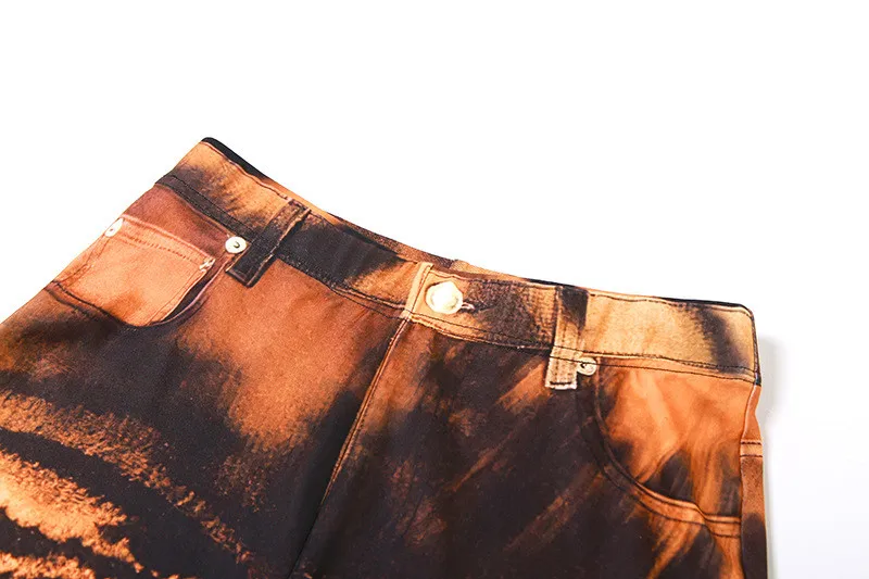 Summer Women's High Waist Digital Printed Fake Pockets Slim Fit Bell Bottom Casual Pants - Image 5