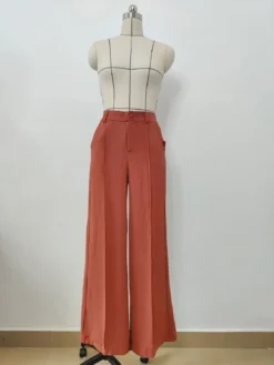 Women Casual Thin Solid Loose Pleated Wide Leg Pants