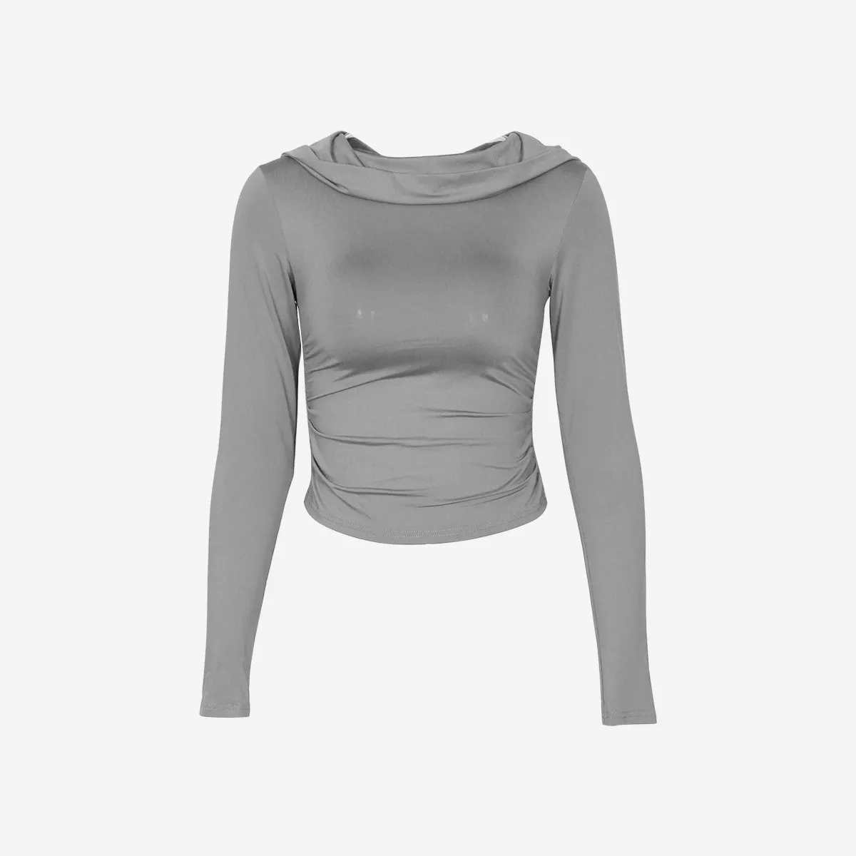 Women's Hooded Top Autumn And Winter Casual Solid Color Long Sleeve Crop T-Shirt For Women - Image 13