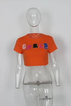 Women Summer Letter Embroidered T-Shirt