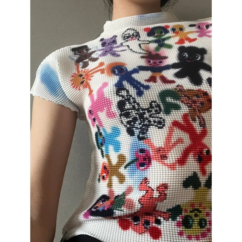 Ladies Print Short Sleeve Graffiti Top - Image 4