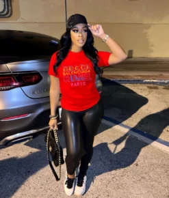 Cotton Printed Straight Pullover Round Neck Short-sleeved T-shirt