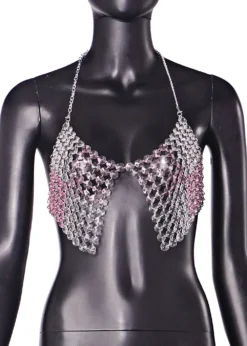 Women ColorBlock Gemstone Sexy Backless Crop Top