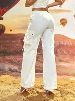 Women Casual Straight Cargo Loose Wide Leg Pants