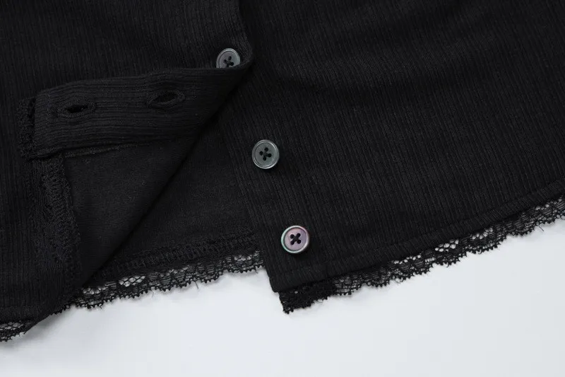 Autumn Fashion Trend U-neck Long-sleeved Knitting Cardigan Buttoned Slim T-shirt Top - Image 2