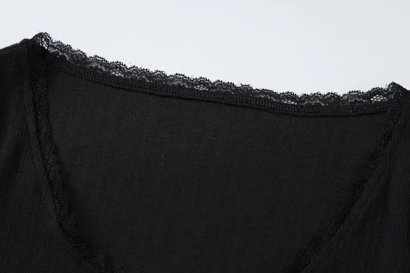 Autumn Fashion Trend U-neck Long-sleeved Knitting Cardigan Buttoned Slim T-shirt Top - Image 5