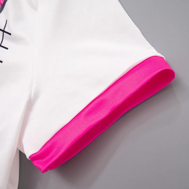 Women Summer Color Contrast Print T-shirt Top - Image 17