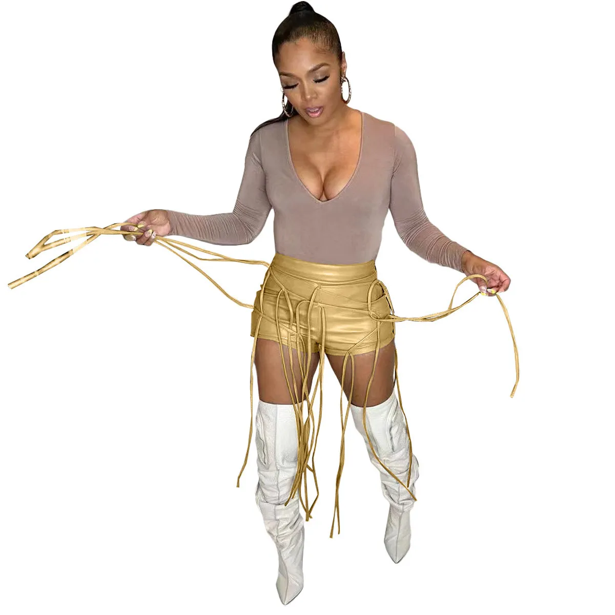 Ladies' Fashion Summer Leather Casual Style Shorts - Image 2