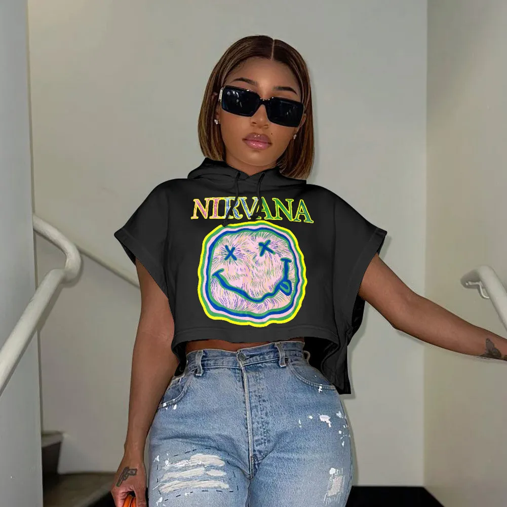 Women Summer Printed Short Sleeve Hooded T-Shirt - Image 13