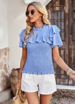 Women Lace Short Sleeve Top