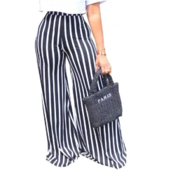 Women'S Striped Loose Straight Leg Wide Leg Trousers