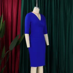 Women's V Neck Chic Bodycon OL Career Africa Plus Size Dress