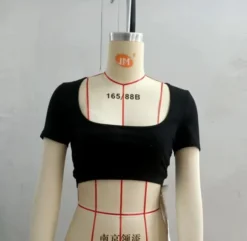 Women'S Summer Square Neck Crop T-Shirt Sexy Slim Street Style Short Sleeve Women Top