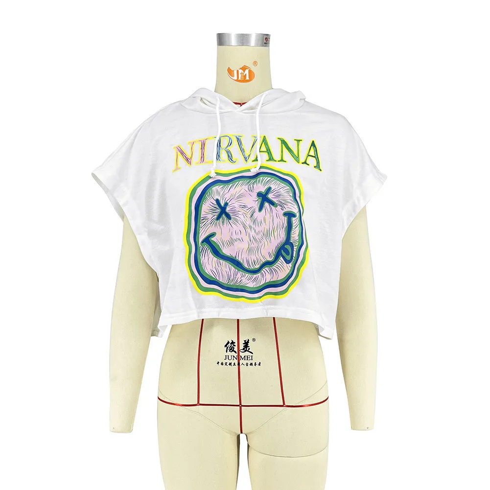 Women Summer Printed Short Sleeve Hooded T-Shirt - Image 5