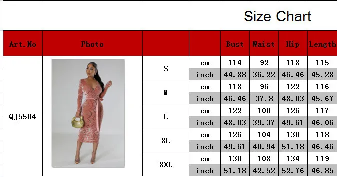 Women's Flocked Long Sleeve V-Neck Nightclub Dress - Image 5