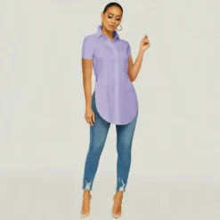 Women's Cute Split Short Sleeve Shirt