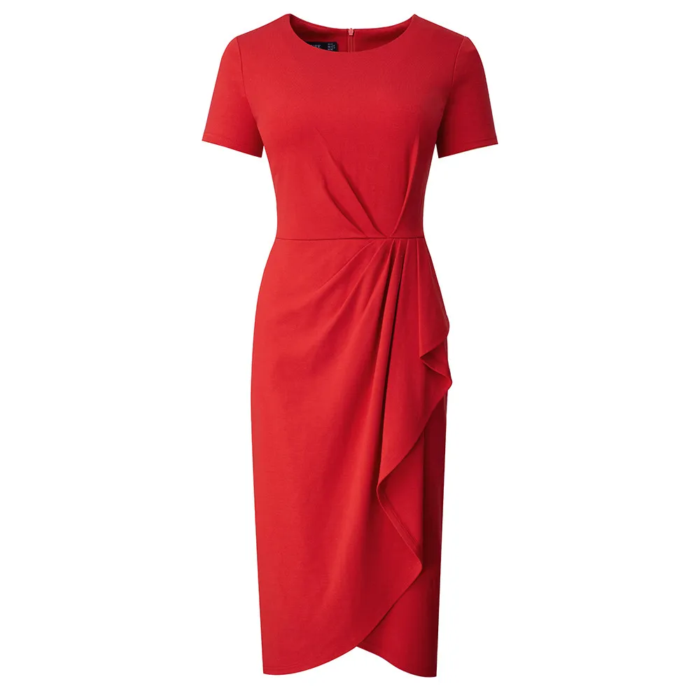 Women'S Boutique Chic Elegant Round Neck Fashion Career Bodycon Dress - Image 3