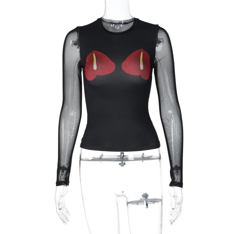 Women Style Print Round Neck Long Sleeve Basic Top - Image 2