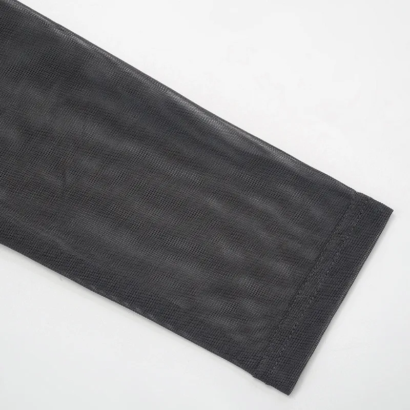 Women Printed Long Sleeve Sexy See-Through Crop Top - Image 15