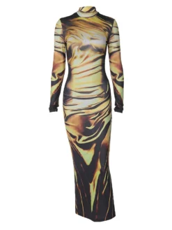 Women's Fall/Spring Style Abstract Graphic Print Maxi Dress