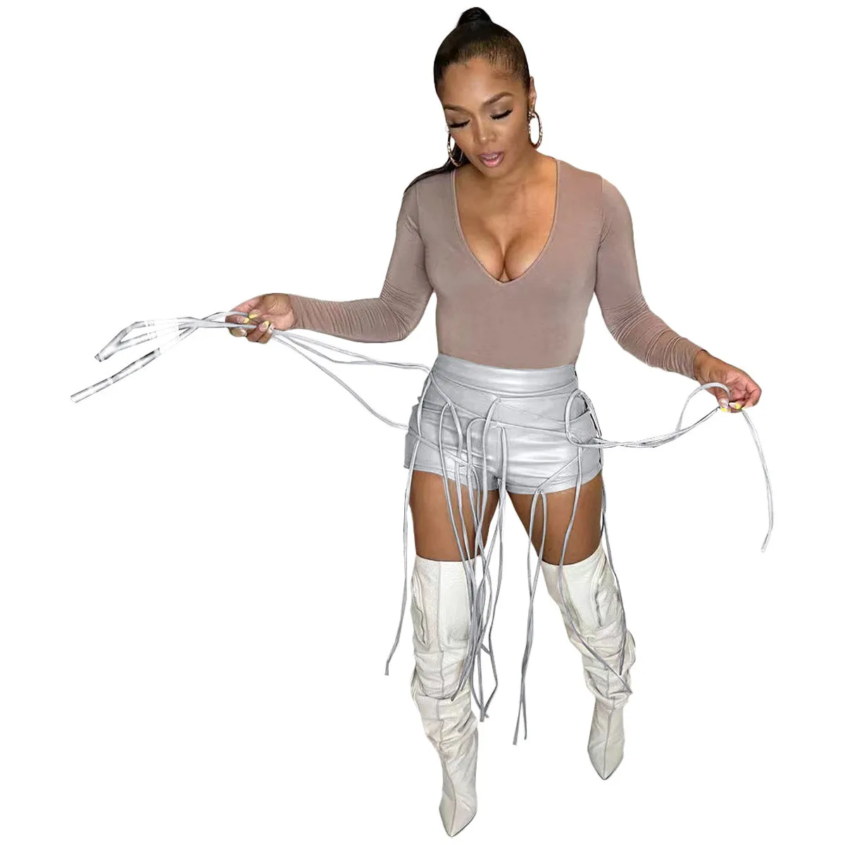 Ladies' Fashion Summer Leather Casual Style Shorts - Image 9