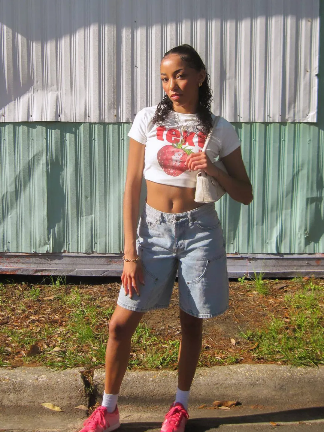 Women Short Sleeve Printed Strawberry Crop T-Shirt - Image 4