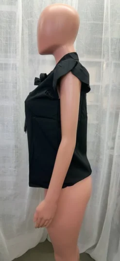 Women'S Summer Solid Color Simple Bowknot Short Sleeve Shirt