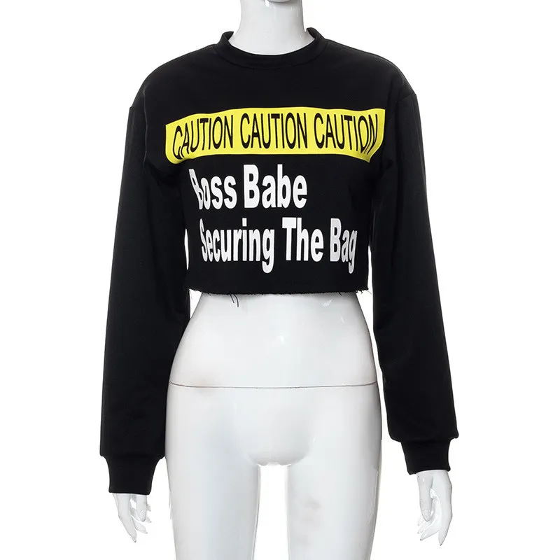 Women's Fall Fashion Round Neck Style Print Casual Street Hoodies T-Shirt - Image 3