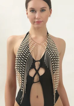 Pearl Necklace Chest Chain Pearl Jewelry Tassel Style Body Chain