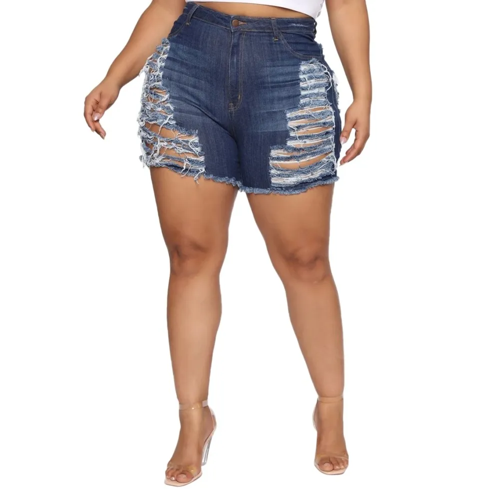 Sexy Ripped High Waist Denim Shorts - Image 3