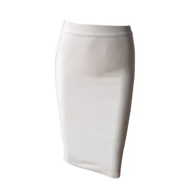 Ladies Fashion Elegant Solid Color Knee Length High Waist Elastic Bodycon Skirt - Image 20