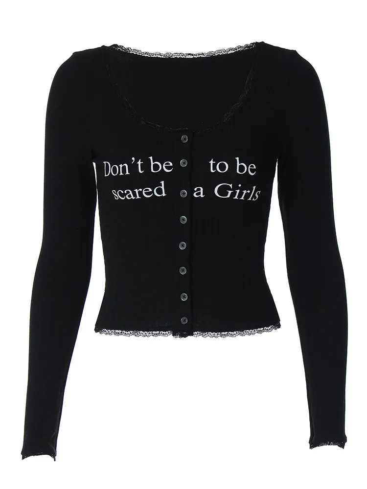 Autumn Fashion Trend U-neck Long-sleeved Knitting Cardigan Buttoned Slim T-shirt Top