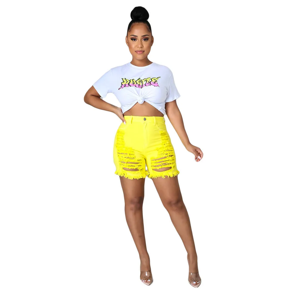 Sexy High Waist Ripped Cut-Out Stretch Denim Shorts - Image 9